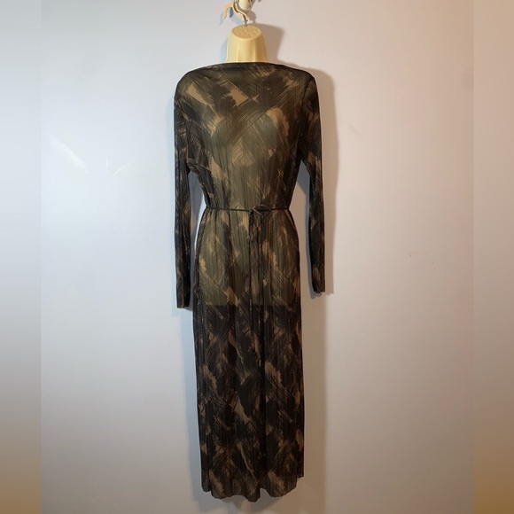 & Other Stories Black and tan Patterned Top pleated sheer maxi cover med - Picture 1 of 5